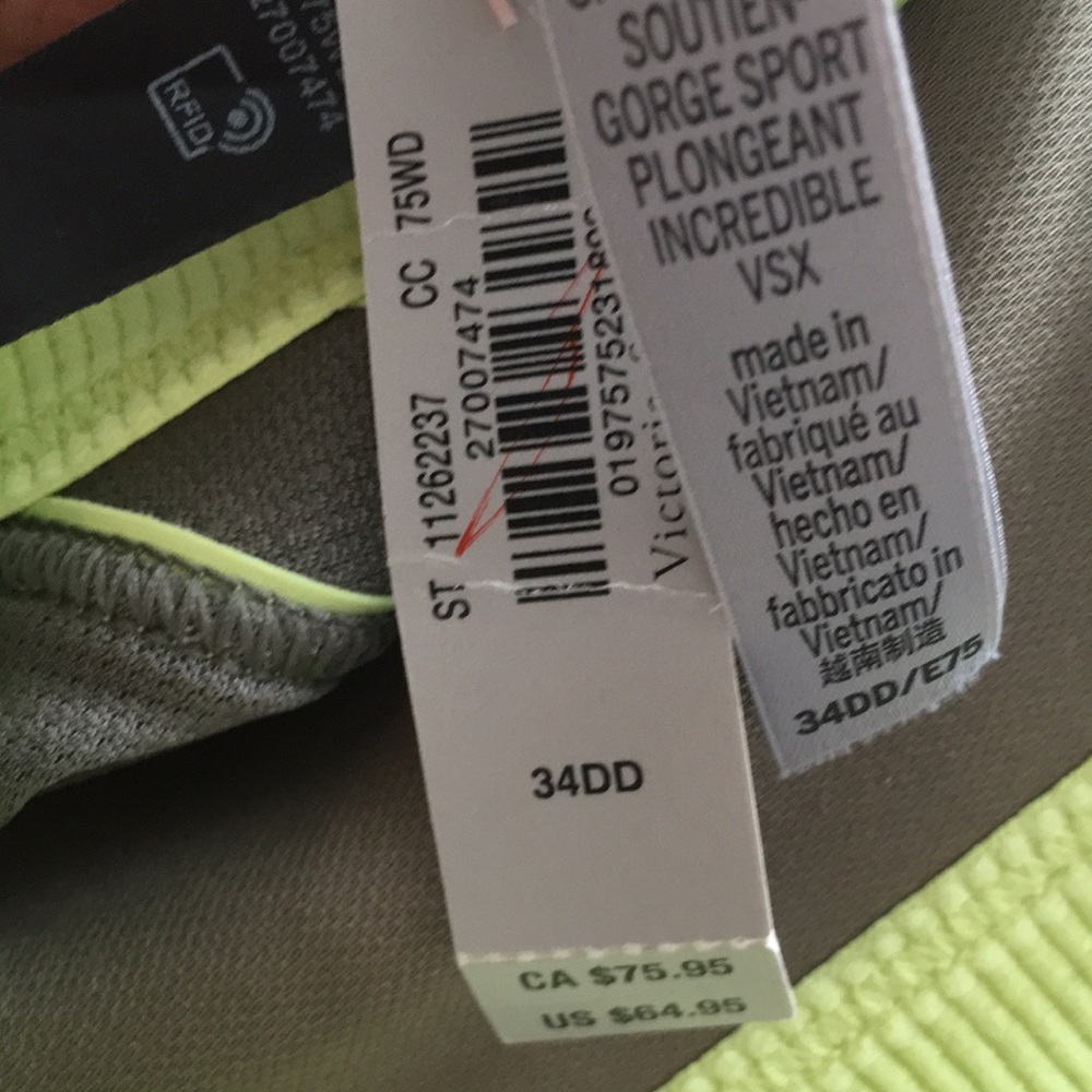 Victoria's Secret Olive Green Seamless Bralette with Lime Trim 34DD - Picture 7 of 7